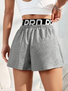 Easithlete Contrast Letter Tape Sports Shorts For Summer Sweater Shorts