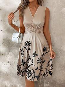 SHEIN Clasi 女士花卉印花束腰連衣裙 - 彩色 - 查看 3