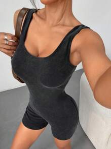 SHEIN EZwear Combinaison de  à tricot ajusté - Noir - Voir 5