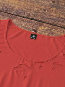 SHEIN LUNE Vestido de corte talla grande grande sin mangas, ajustado al Body, con cortes y rasgaduras en la tela