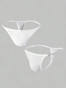 Manfinity Men's Solid Color Sexy See-Through Underwear Thong - White - View 3
