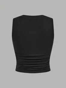 SHEIN EZwear 2 chiếc áo thun nữ đơn giản thường ngày có đệm ngực Xuân/Hè Áo ba lỗ cơ bản - trắng - Xem 10