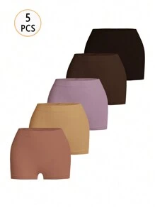 Women's Seamless Knitted Fabric Boyshorts Multicolor Plain Casual Underwear With Slight Stretch Comfort