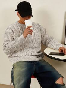 DAZY Einfarbiger Herren Pullover mit einfachem täglichem gestreiftem Design, Herbst - Aprikosenfarben - Übersicht 7