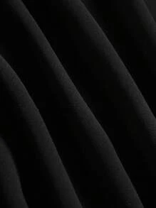 SHEIN LUNE Falda De Talle Alto De Talla Grande Con Bolsillos - Negro - Ver 3