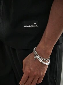 Manfinity Homme 男款大學風潮流純色襯衫配口袋和綁腰短褲套裝，2件裝 - 黑色 - 查看 2