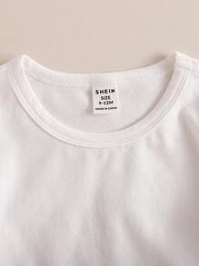 嬰兒男童服裝套裝，動物刺繡背帶褲和上衣，2件套 - 橘色 - 查看 7