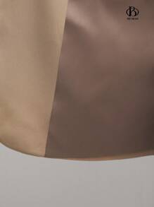 BizChic 女士清爽长袖纽扣口袋衬衫直筒舒适长裤套装商务休闲女装秋季女装 - 棕色 - 查看 5