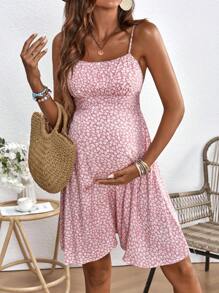 SHEIN Maternity Ditsy Floral Print Cami Dress For Summer Vacation