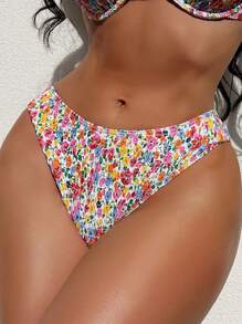 Women's Summer Beach Ditsy Floral Strap Sexy Bikini Set - Multicolor - View 3