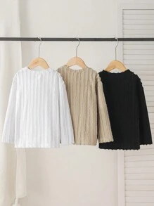3pcs Young Boys' Casual Texture Round Neck Long Sleeve T-Shirt, Suitable For Spring And Autumn Outdoor And Street Scenes, Perfect For Back To School Season