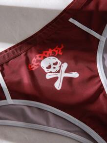 7pcs High-Elasticity Comfortable Plus Size Skull Underwear Set - Multicolor - View 3