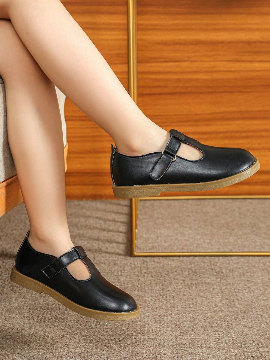 Children's School Black Shoes, Girls' And Boys' Flat Shoes, Toddler Girls' And Boys' Black Shoes, Boys' Leather Shoes - Black - View 1