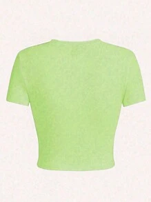 INAWLY Kvinnors sommarslogan tryckt rundhalsad kortärmad avskuren Casual T-shirt HATAR MIG KOMMER INTE GÖRA DIG GÄTT SNYGG Grafiska T-shirts Dam Toppar - Grön - Visa 2