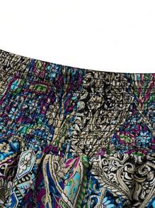 SHEIN LUNE Plus Size Women's Vintage Printed Casual Shorts For Everyday