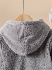 SHEIN 3 件套女童时尚加垫背心，带连帽羊毛运动衫和纯色裤子，适合户外运动、度假和上学，冬季 - 灰色 - 查看 8