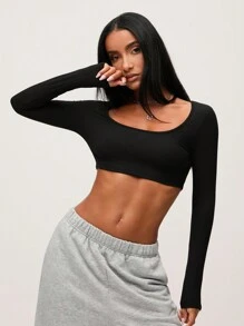 SHEIN BASICS White Knit Women's Slim Fit Crop Top With  Letter & Heart Pattern