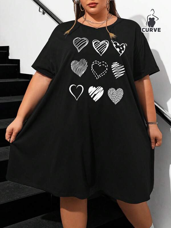 SHEIN CURVE+ Rochie A-Line cu Elasticitate, Mărime Plus, Pentru Vară