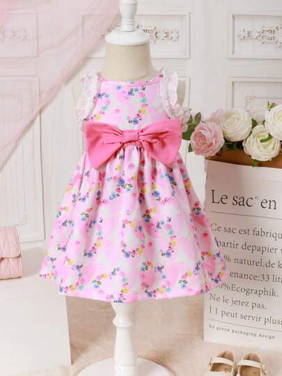 Baby Girls' Cute Sleeveless Printed Summer Dress