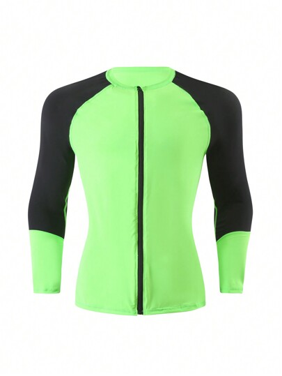 Manfinity KASUA Men Colorblock Zip Up Raglan Sleeve Swimsuit