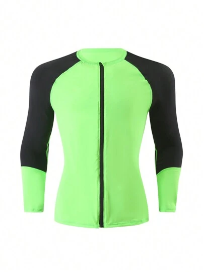 Surfspeed Costum de baie pentru bărbați, cu mâneci raglan, cu fermoar