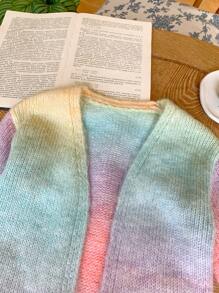 SHEIN 寶寶女孩可愛彩色漸變長外套短褲背心3件套裝，秋冬休閒裝