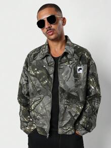 SUMWON Outdoor Hunting Trucker Jacket Wilderness Explorer Tactical Style Camo Print Cotton Duck Canvas Autumn Winter Workwear