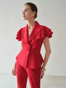 MOTF PREMIUM BLAZER DE ARENA DE RELOJ CON MANGAS DE VOLANTE - Rojo - Ver 9