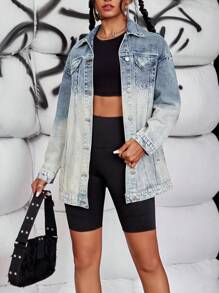 Women's Retro Loose Fit Denim Jacket With Buttoned Pockets, Fashionable And Versatile - Light Wash - View 4