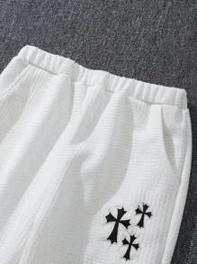 SHEIN Quần âu in họa tiết đơn giản cho bé trai tuổi teen - trắng - Xem 5