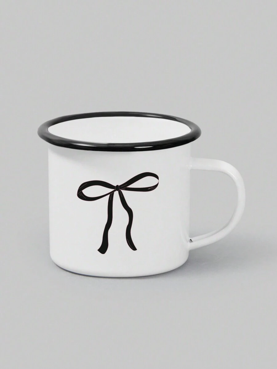 ROMWE Kawaii Cute Bowknot Black-Rimmed Cup - Black - View 1