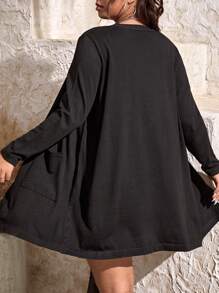 SHEIN CURVE+ Plus Size Women's Dual Pocket Duster Cardigan In Fall/Winter