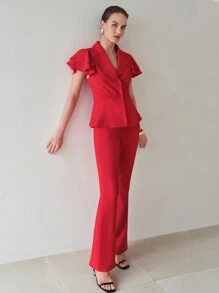 MOTF PREMIUM BLAZER DE ARENA DE RELOJ CON MANGAS DE VOLANTE - Rojo - Ver 6