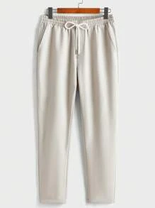 Manfinity VCAY 2pcs/Set Men's Notched Collar Fitted Jacket Outfit, Suitable For Autumn - Beige - View 4