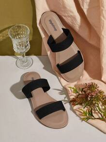 Styleloop Double Strap Sandals - Black - View 2
