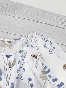 Breezaya Ditsy Floral Flounce Sleeve Blouse - White - View 3