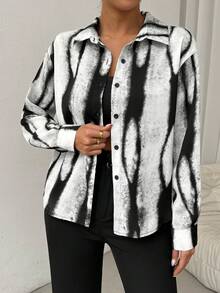 RosyDaze 女士长袖商务休闲衬衫，黑白，秋季