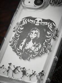 Corpse Bride | ROMWE Cartoon Character And Skull Printed White Phone Case