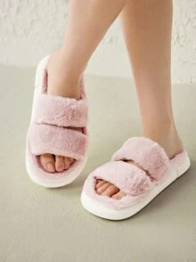 Cuccoo Women Shoes Two Part Preppy Indoor Comfortable Pink Fluffy Warm Slippers Vacation Shoes Summer - Pink - View 6