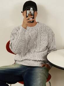 DAZY Einfarbiger Herren Pullover mit einfachem täglichem gestreiftem Design, Herbst - Aprikosenfarben - Übersicht 5