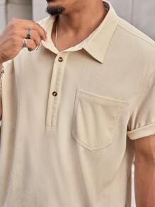 Manfinity CasualMax Vintage herenoverhemd met korte mouwen, grote maten, knoopsluiting, kraag en zak, vrijetijdskleding