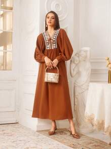 CUCCOO TILAWA Ladies' Vintage Floral Patchwork Design Pointed Toe Back Strap Kitten Heel Sandals With Chain Decoration, Comfortable For Daily Wear & Outdoor Family Gatherings In Spring/Summer, Brown Spring Shoes Spring Break Easter Prom Heels