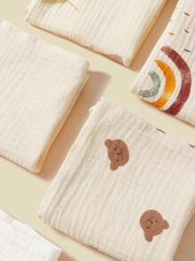 5 Chiếc Yếm Cotton Thoải Mái Cho Bé, Khăn Vuông Họa Tiết Hoa Thoáng Khí Đa Năng - Nhiều màu - Xem 3