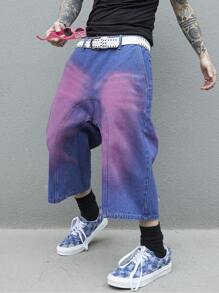 Manfinity Roghcode Men Slant Pocket Denim Shorts Without Belt - Medium Wash - View 5