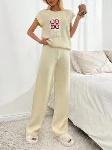 RueChic Casual Crochet Pocket Detailed Sleevless Sweater & Plain Wide Leg Sweater Pants Co-Ords