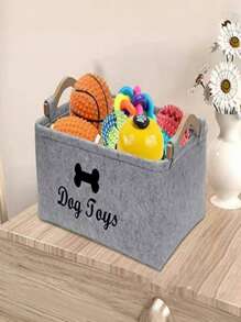 PETSIN Caja de almacenamiento de suministros para mascotas para gatos y perros, gris, utilizada para guardar juguetes para mascotas