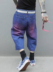 Manfinity Roghcode Men Slant Pocket Denim Shorts Without Belt - Medium Wash - View 2