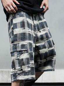 Manfinity EMRG 男式刷毛印花蓋口口袋側邊牛仔短褲