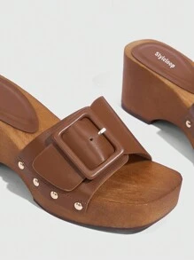 Styleloop Woman Shoes Fashionable Wedge Heeled Thick Sole Sandals For Summer Vacation Shoes Summer Spring Shoes Spring Break Easter - Brown - View 6