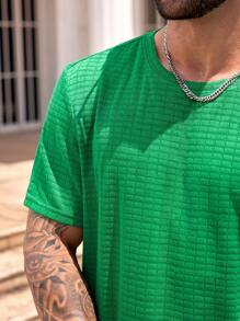 Manfinity Homme Męski zestaw T-shirt z krótkim rękawem i spodenkami z kieszeniami, w dużych rozmiarach, o jednolitej fakturze